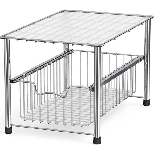 Simple Houseware Chrome Metal Stackable Storage Rack, 16.75 in L x 10.8 in W x 10.25 in H