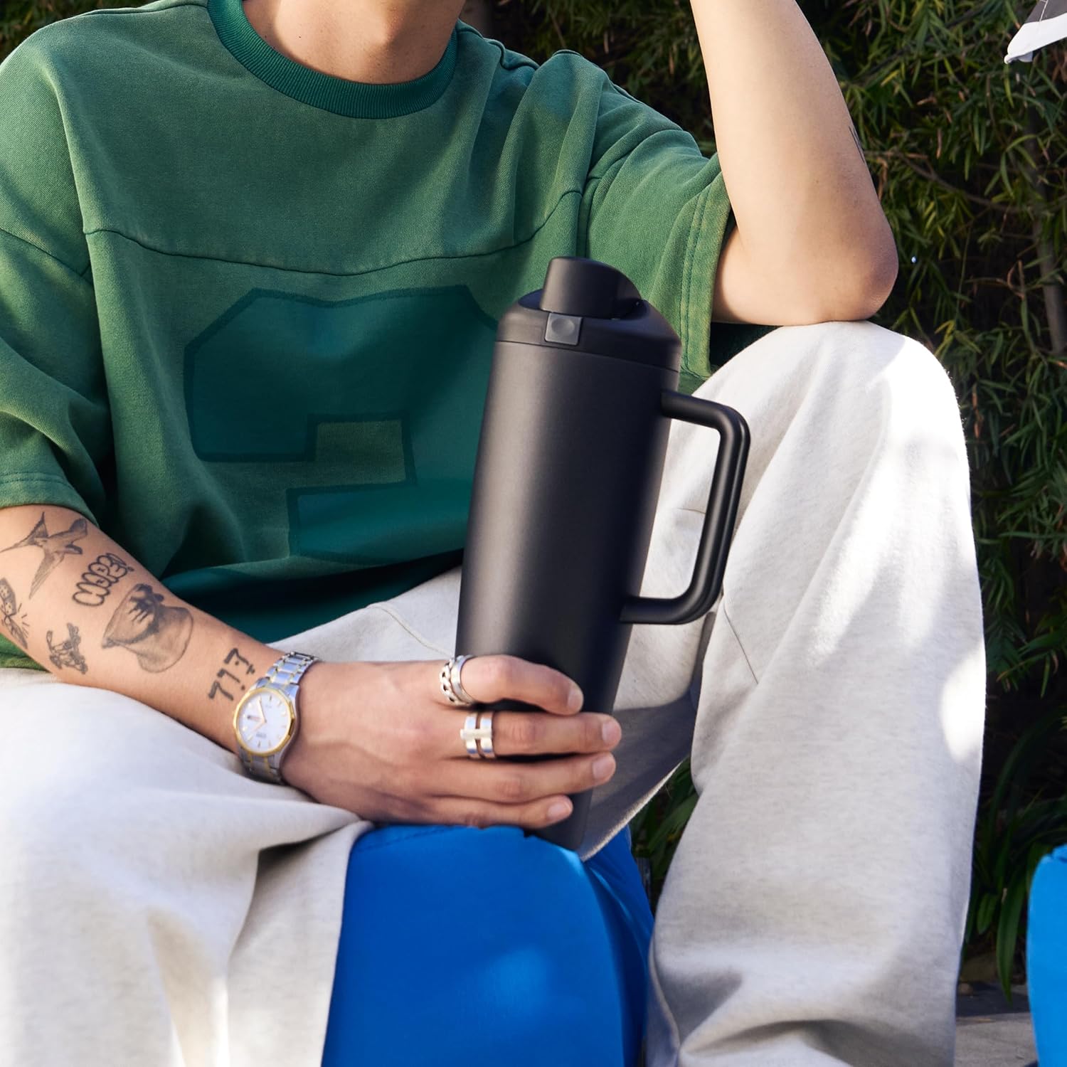 Owala FreeSip Tumbler - Insulated Stainless Steel Water Bottle with Built-In Straw | 40oz, BPA Free, Leak Proof, Foggy Tide