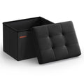 SONGMICS MAZIE Collection - Small Folding Storage Ottoman, Foot Rest Stool, 12.2 x 16.1 x 12.2 Inches, 286 lb Load Capacity, for Living Room, Bedroom, Home Office, Dorm, Ink Black ULSF102B01