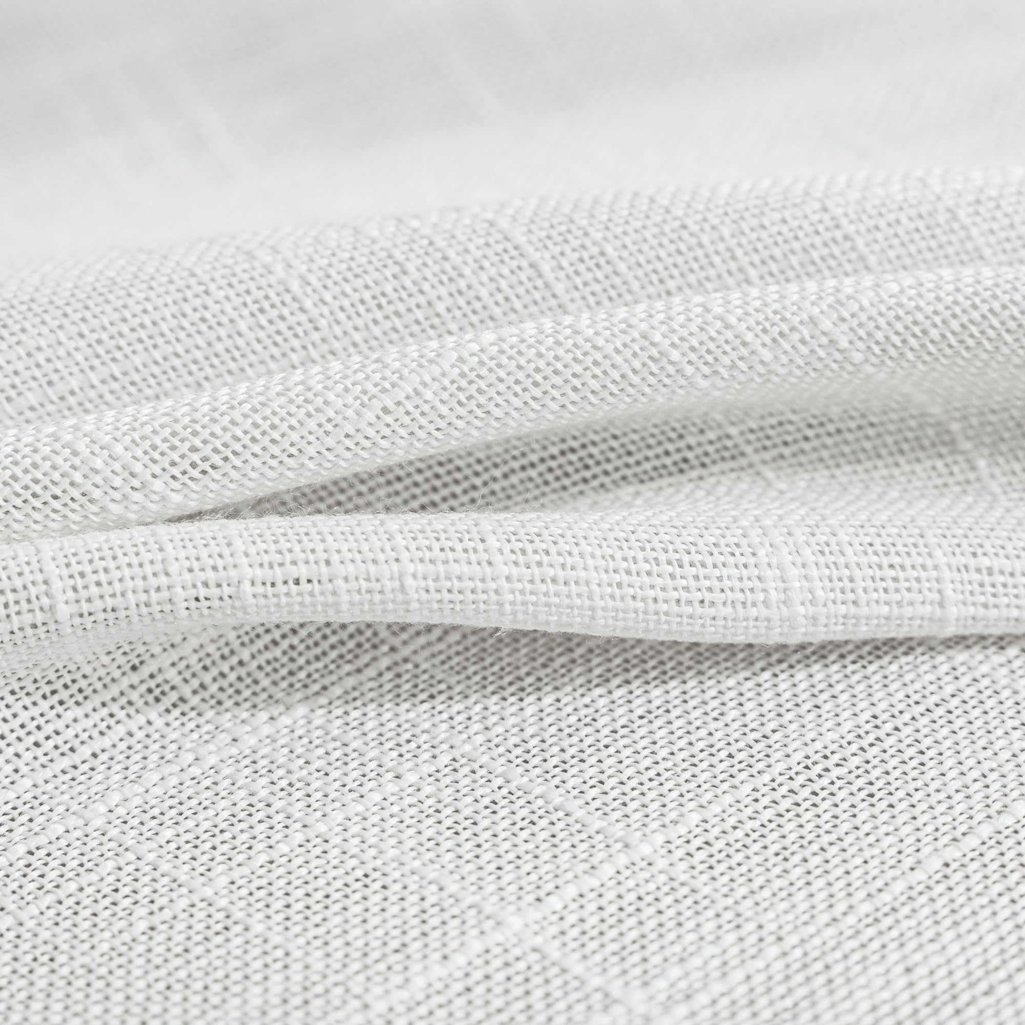 FMFUNCTEX Linen Sheer White Curtains Sliding Door Curtain 108inches Long Patio Glass Door Curtain Panel 100" Width Rich Cross Weave Textured Semi-Sheer Living Room Divider Bedroom Window Draperies 1pc
