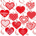 Valentine's Day Hanging Swirls, 30Pcs Love Heart Swirls Ceiling Decorations for Happy Valentines Day Galentines Anniversary Party Supplies