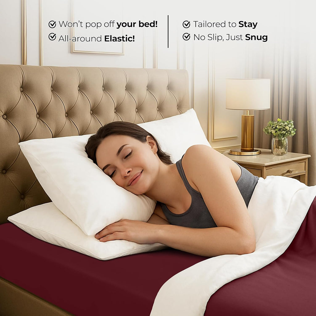 Utopia Bedding Full Fitted Sheet - Deep Pocket Microfiber - Soft & Fade Resistant - Red Burgundy