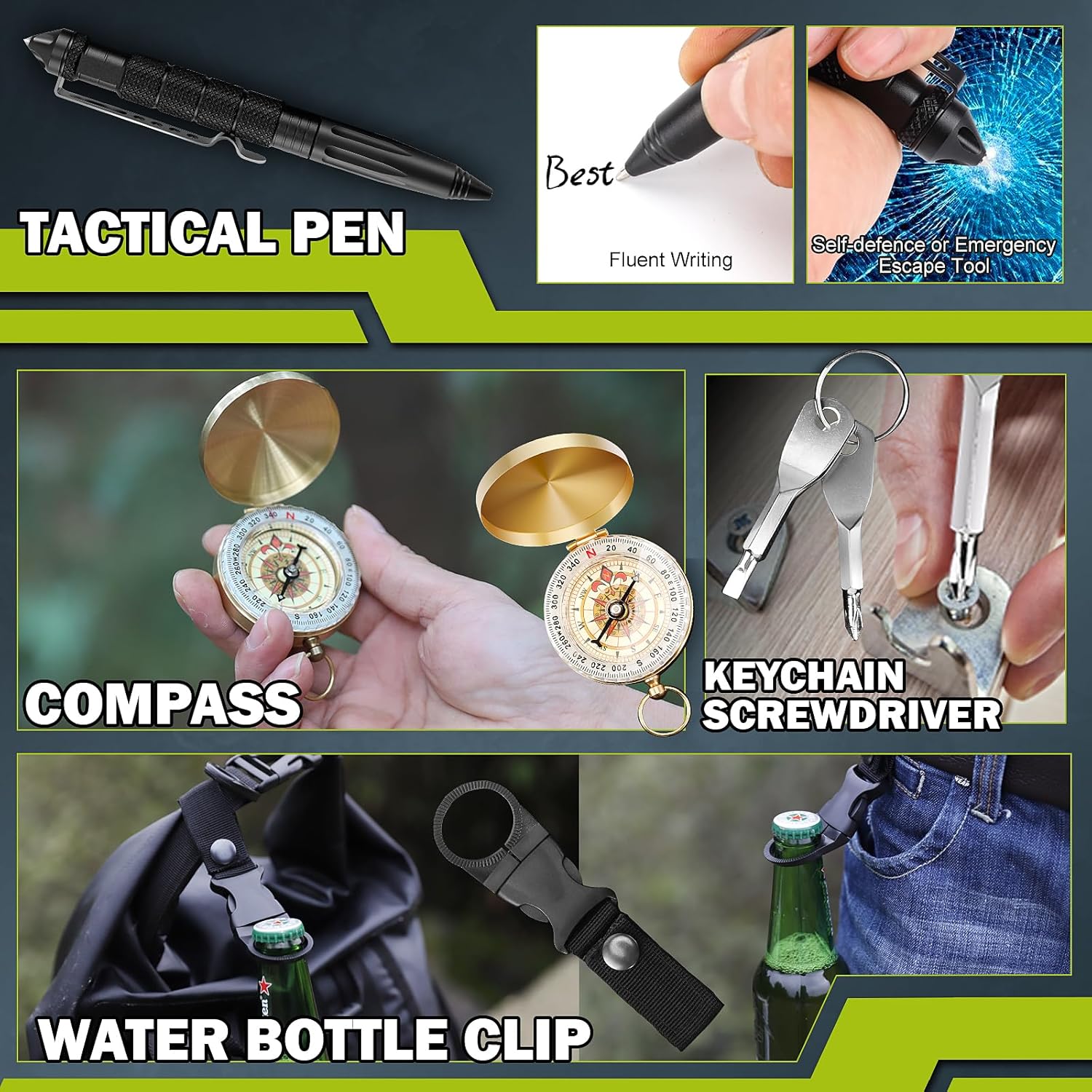 Survival Gear 17-in-1 Kit | Essential Tools for Fishing, Hunting & Camping | Perfect Christmas Gift