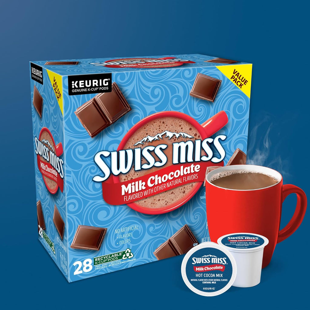 Swiss Miss Hot Cocoa K-Cup Pods - Rich Milk Chocolate Flavor | 28 Single-Serve Cups