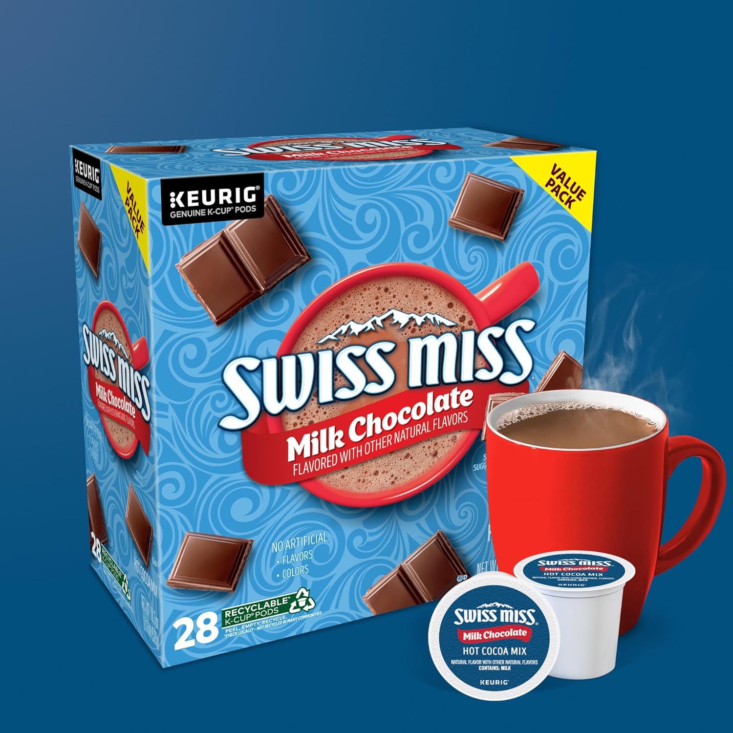 Swiss Miss Hot Cocoa K-Cup Pods - Rich Milk Chocolate Flavor | 28 Single-Serve Cups