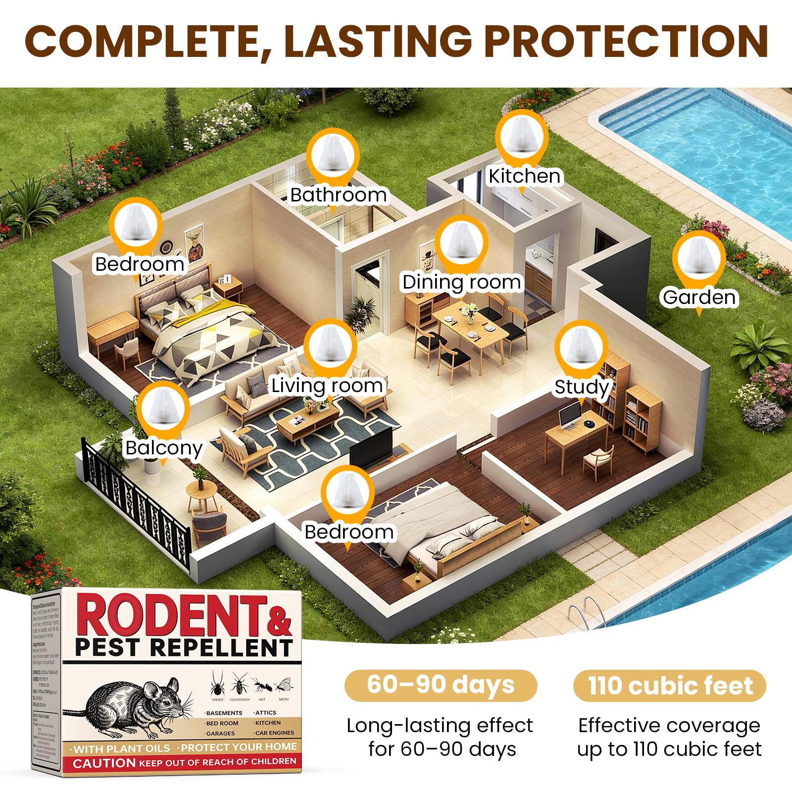 Rodent Repellent Indoor 36 Balls – Natural Peppermint Mouse Repellent, Moth Balls for Outdoor Use, Rodent Repellent Indoor for Home, Garage, Car & RV