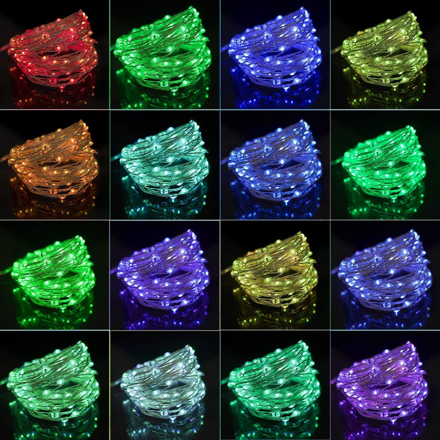 Twinkle Star Color-Changing Fairy Lights - 33Ft 100 LED Waterproof Mini String Lights | 16 Colors USB Silver Wire for Bedroom, Garden, Party, Wedding, Christmas Decor