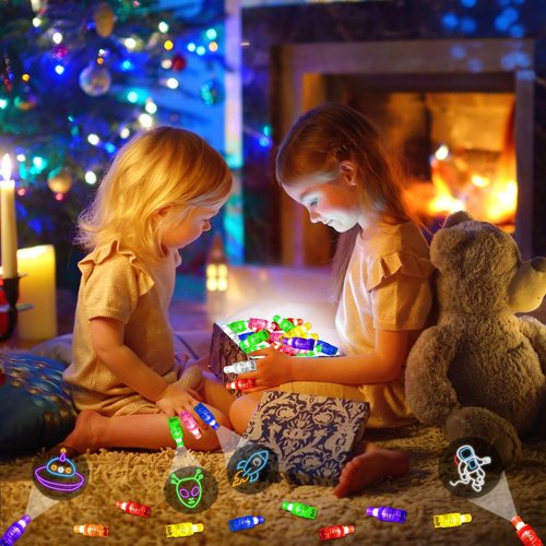 24PCS Party Favors LED Finger Lights, Glow in the Dark Light Up Toys Gifts Bulk for Kids Boy Girl Birthday Goodie Bags Stuffers Party Decorations Back to School Party Classroom Prizes (space)