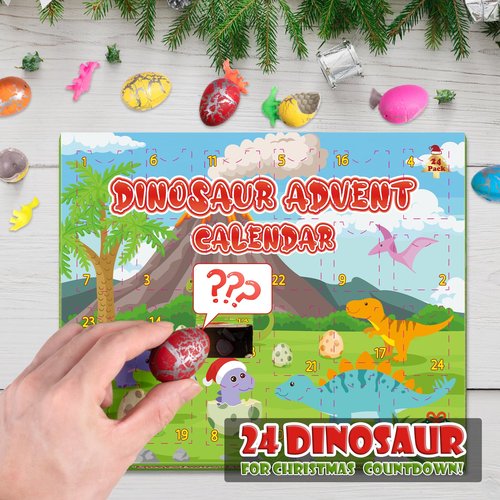 Kids Dinosaur Advent Calendar 2025, 24 Days Christmas Countdown Advent Calendar Novelty Dino Toys, Ideal Xmas Surprise Gifts for Boys Girls Teens Age 3 4 5 6