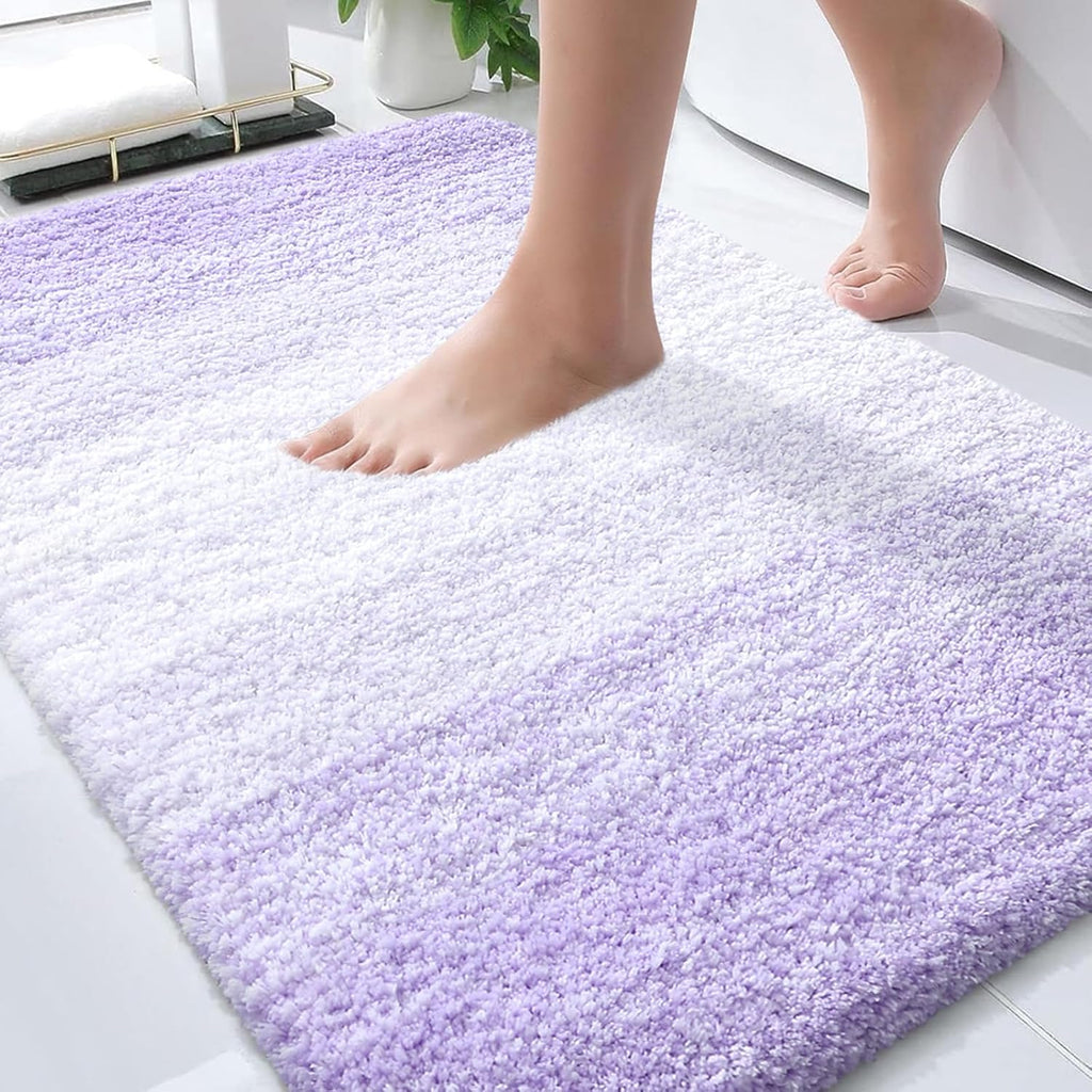 OLANLY Bathroom Rug Mat - Extra Soft Microfiber, Quick Dry, Machine Washable | 30x20, Light Purple