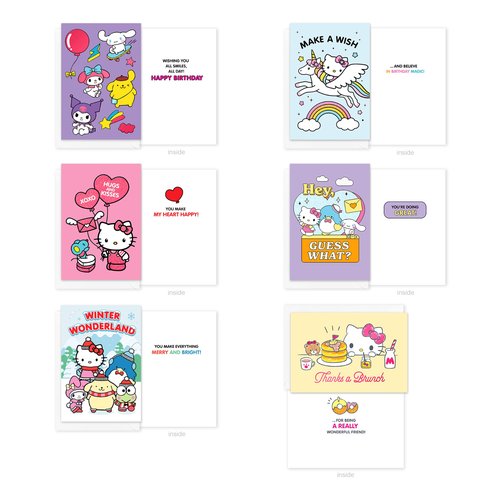 American Greetings 30-Count Hello Kitty and Friends All Occasions Deluxe Card Bundle with Refillable Keepsake Storage Box, Envelopes, and Seals