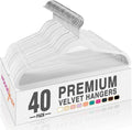 HOUSE DAY White Velvet Hangers - Non-Slip Heavy Duty Felt Hangers | 40 Pack for Space-Saving Closet Organization