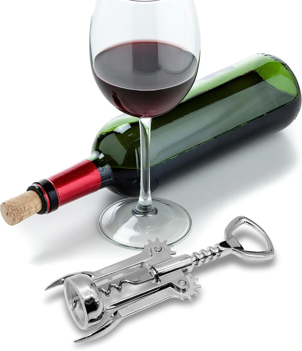 OGGI Wine Opener, Wing Corkscrew, Metal Manual Wine Bottle Opener, Multifunctional Cork Screw for Home & Waiters with Beer Bottle Opener, Durable Design