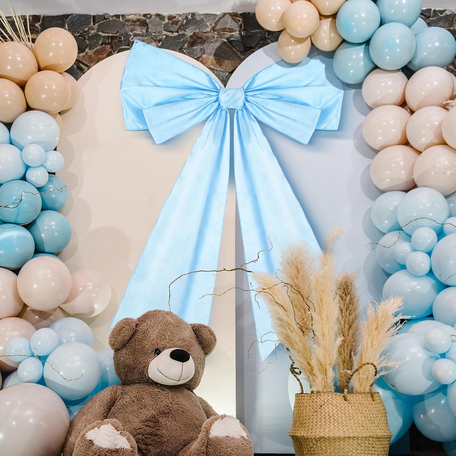Skiennix Large Blue Coquette Bow - 27.6 x 21.7 Inch Wall Decor for Birthdays & Showers