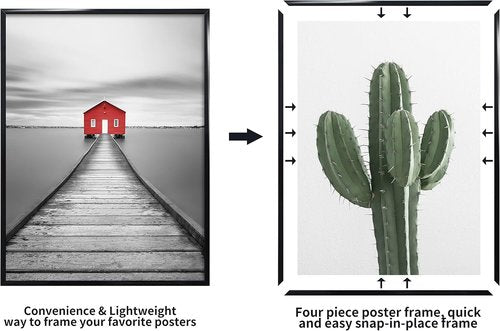 ELSKER&HOME Black Poster Frame 3-Pack - Sturdy 24x36 Picture Frames for Horizontal or Vertical Mounting
