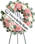 Elegant Funeral Wreath Sash - Forever in Our Hearts Memorial Ribbon for Graves & Wreaths (White)
