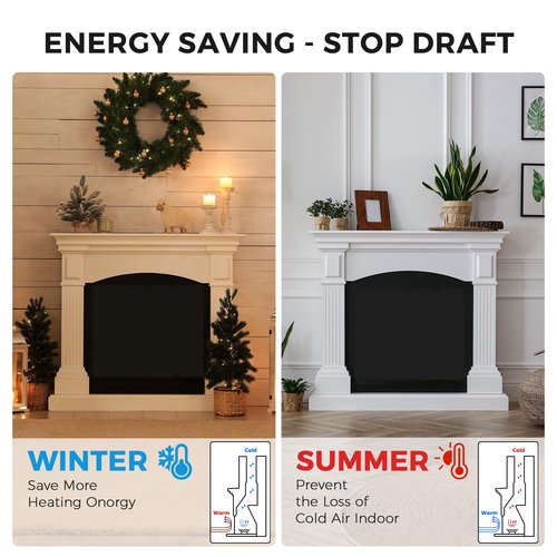 NABOWAN Magnetic Fireplace Cover Easy Install - Indoor Fireplace Blanket to Block Cold Air Reduce Energy Costs, Fireplace Draft Stopper with Full Frame Hook & Loop and Built-in Magnets (32 x 36 Inch)