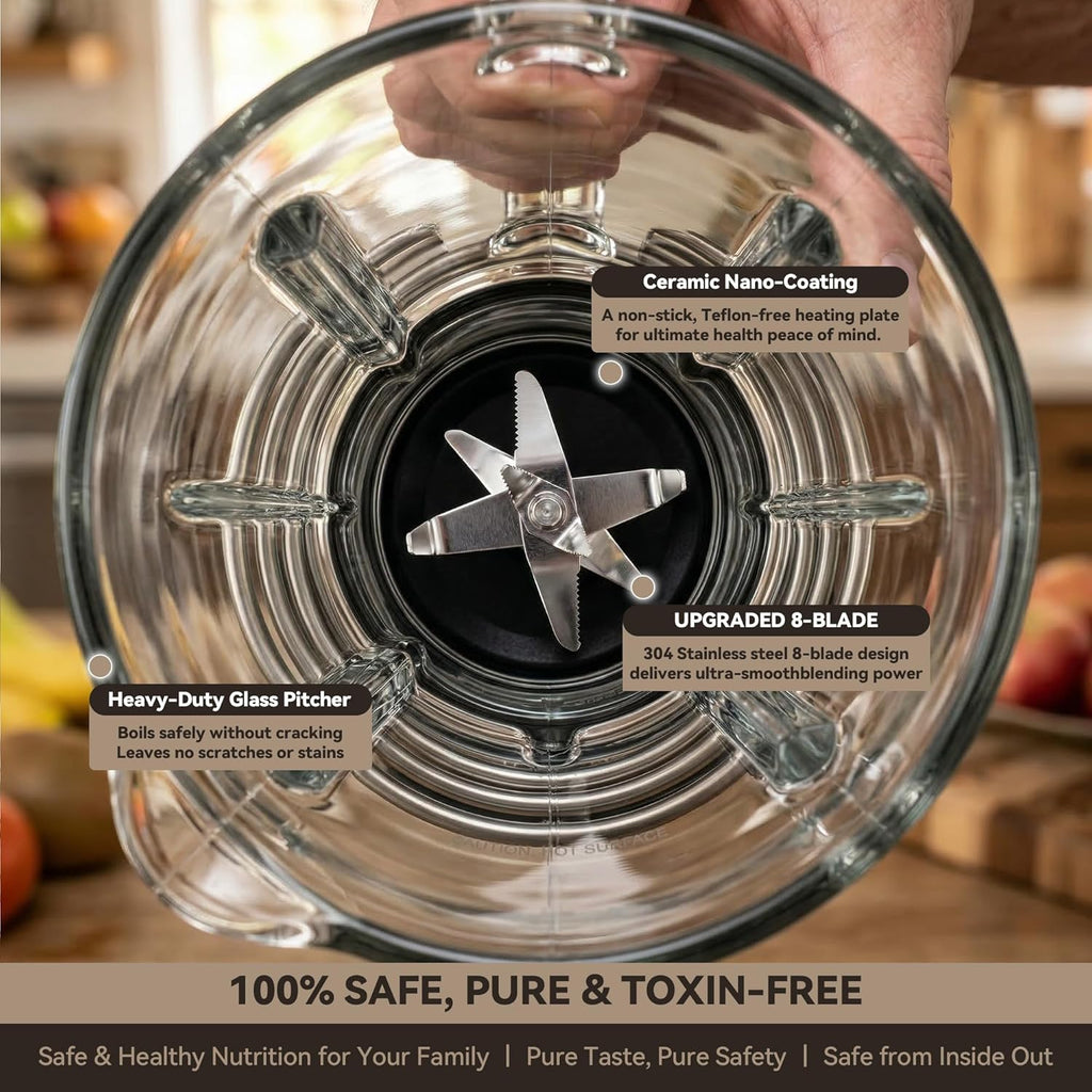 Professional Glass Blender by [Brand Name] - 1500W Motor, 9 Speeds & 14 Preset Programs for Smoothies, Soups & Nut Milk