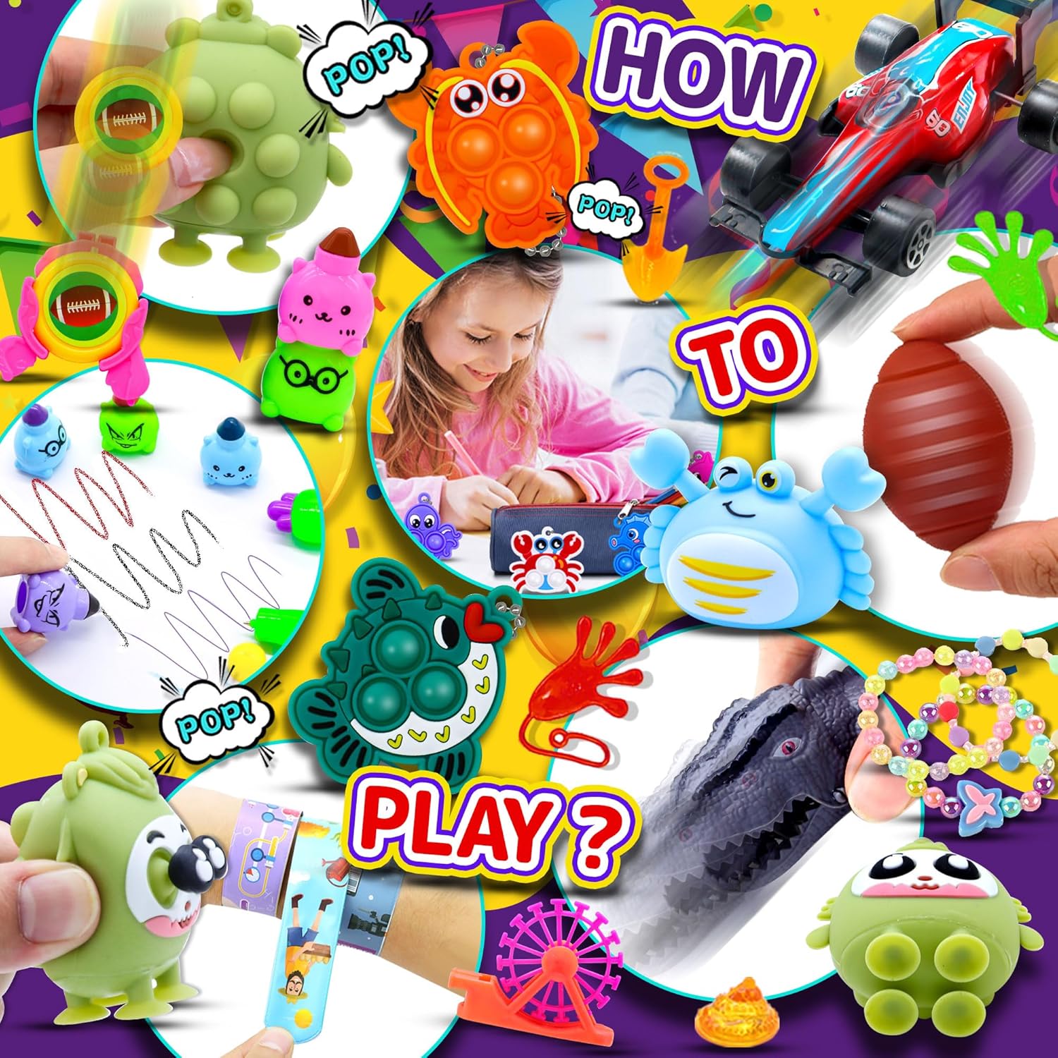 Skiennix 1000 PCS Fidget Toys - Bulk Party Favors for Kids | Classroom Prizes & Birthday Gifts