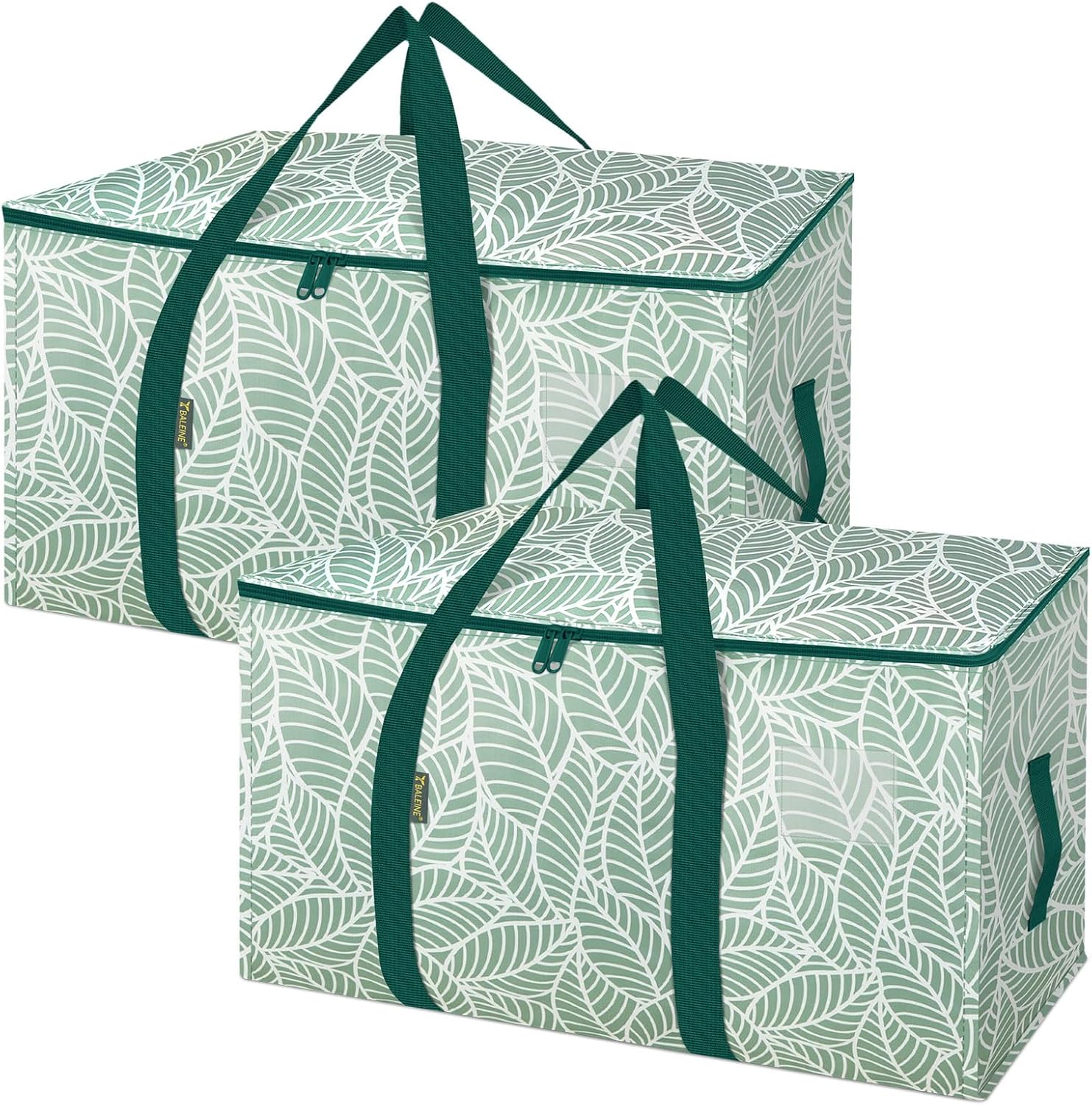 BALEINE Oversized Moving Bags - Heavy-Duty Storage Totes with Reinforced Handles | 2-Pack Antique Foliage