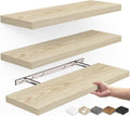 BAYKA Rustic Wood Floating Shelves - Wall Mounted Set of 3, 16 Inch, 22 lbs Capacity for Stylish Home Storage