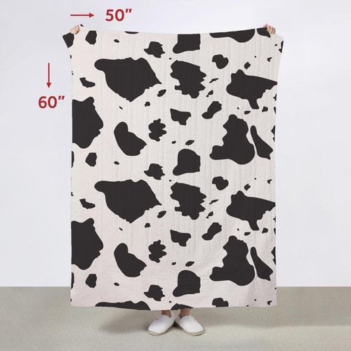 Sunbeam Electric Heated Throw Blanket Royal Faux Fur Fast Heating 4 Heat Settings 4-Hour Auto Shut-Off Rich and Ultra Silky Cow Print 50" × 60"