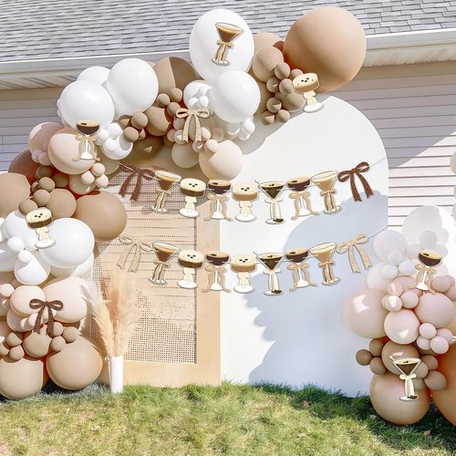 4Pcs Espresso Martini Party Banner Garland, Espresso Martini Glasses Bow Garland Espresso Martini Birthday Party Decorations, Martini Bachelorette Bridal Shower Tini Bar Party Decor