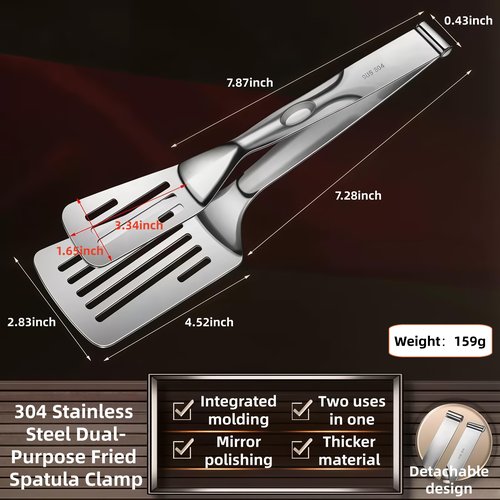 Huakai New Kitchen Cooking Tongs, Multifunctional Frying Spatula Features a detachable design, Perfect for Grilling, Cooking, Frying, and Griddling（12.8inch）