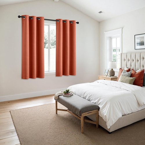 MIULEE Burnt Orange Blackout Curtains - Thermal Insulated Room Darkening Drapes | 63-Inch Length, 2 Panels
