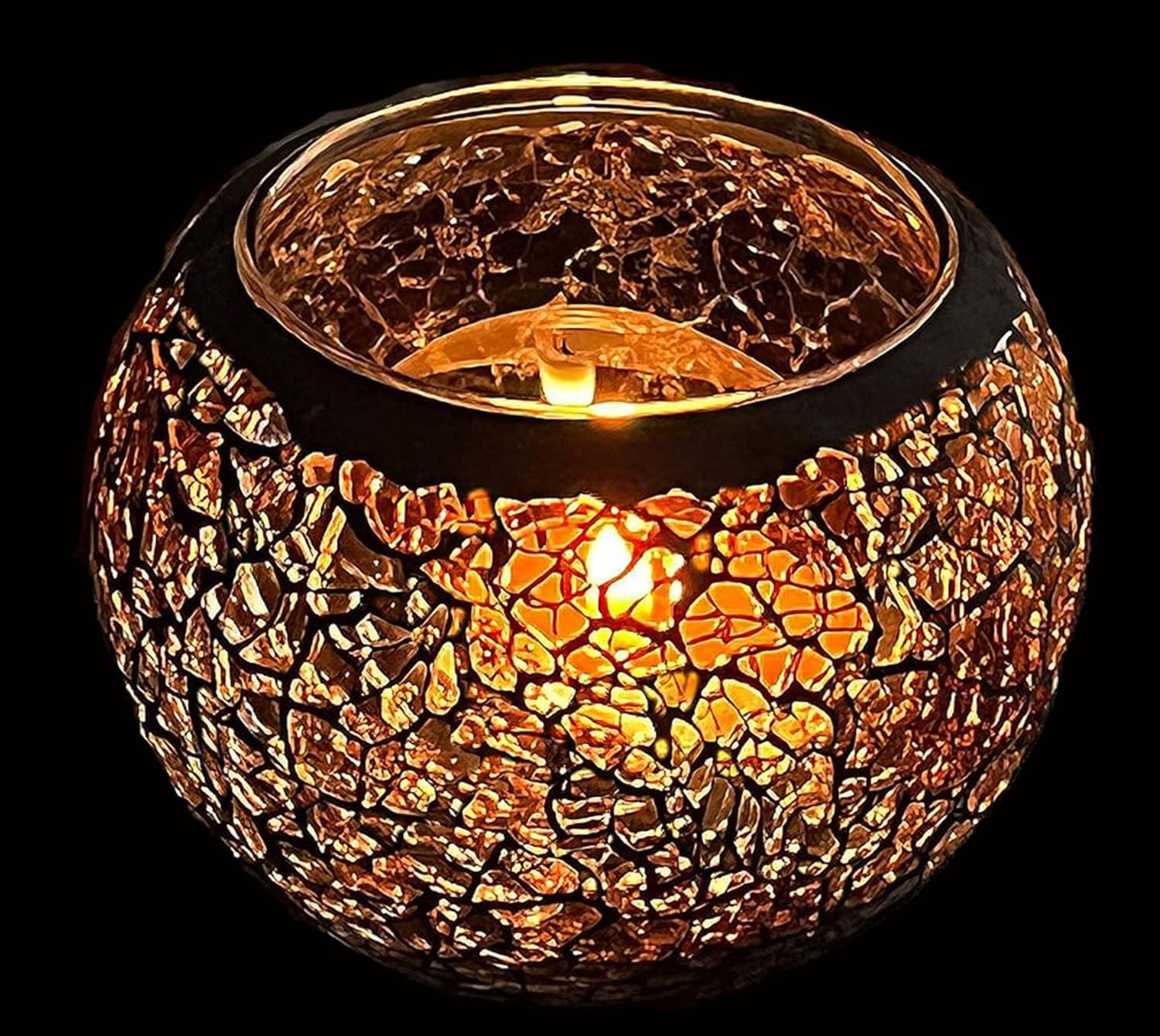 Vintage Mosaic Glass Candle Holder - Elegant Stained Votive for Tealight Candles | Home Decor