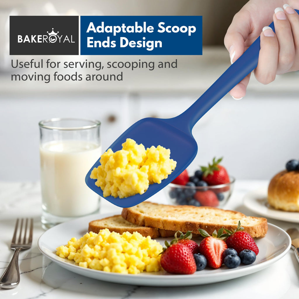 BakeRoyal Silicone Spatula Set - 4-Piece Rubber Spatulas Silicone Heat Resistant 600°F for Everyday Task - Seamless Design Kitchen Spatulas for Nonstick Cookware - Royal Blue
