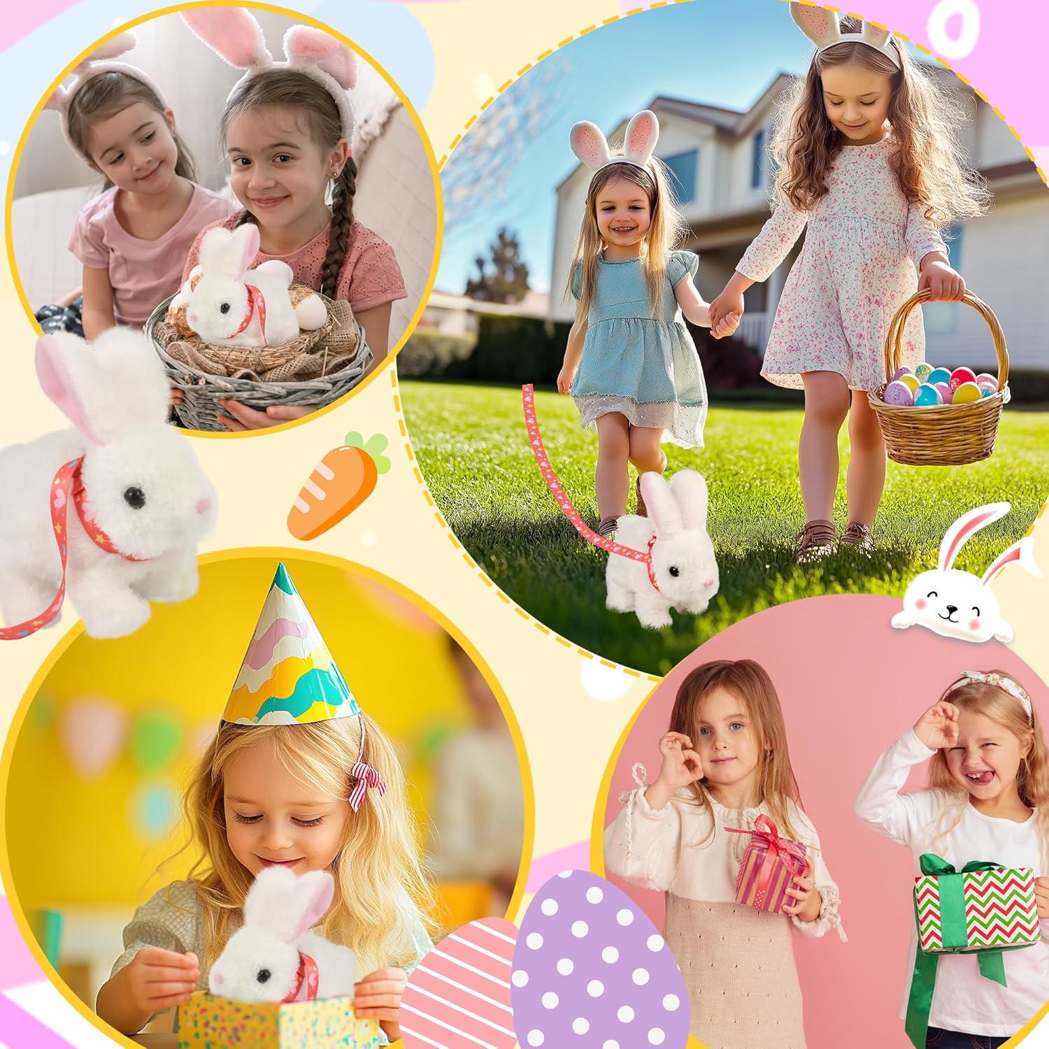 Bunby Easter Robot Bunny Pal - Interactive Plush Toy with Sounds & Hopping Action | White