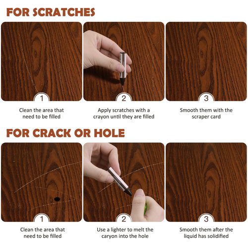 DEWEL Wood Furniture Repair Kit, Upgrade Wood Filler, Furniture Touch Up Markers with Wax Sticks, 42 Pcs Floor Touch Up kit for Scratches, Cracks, Hole, Laminate, Table, Bedposts