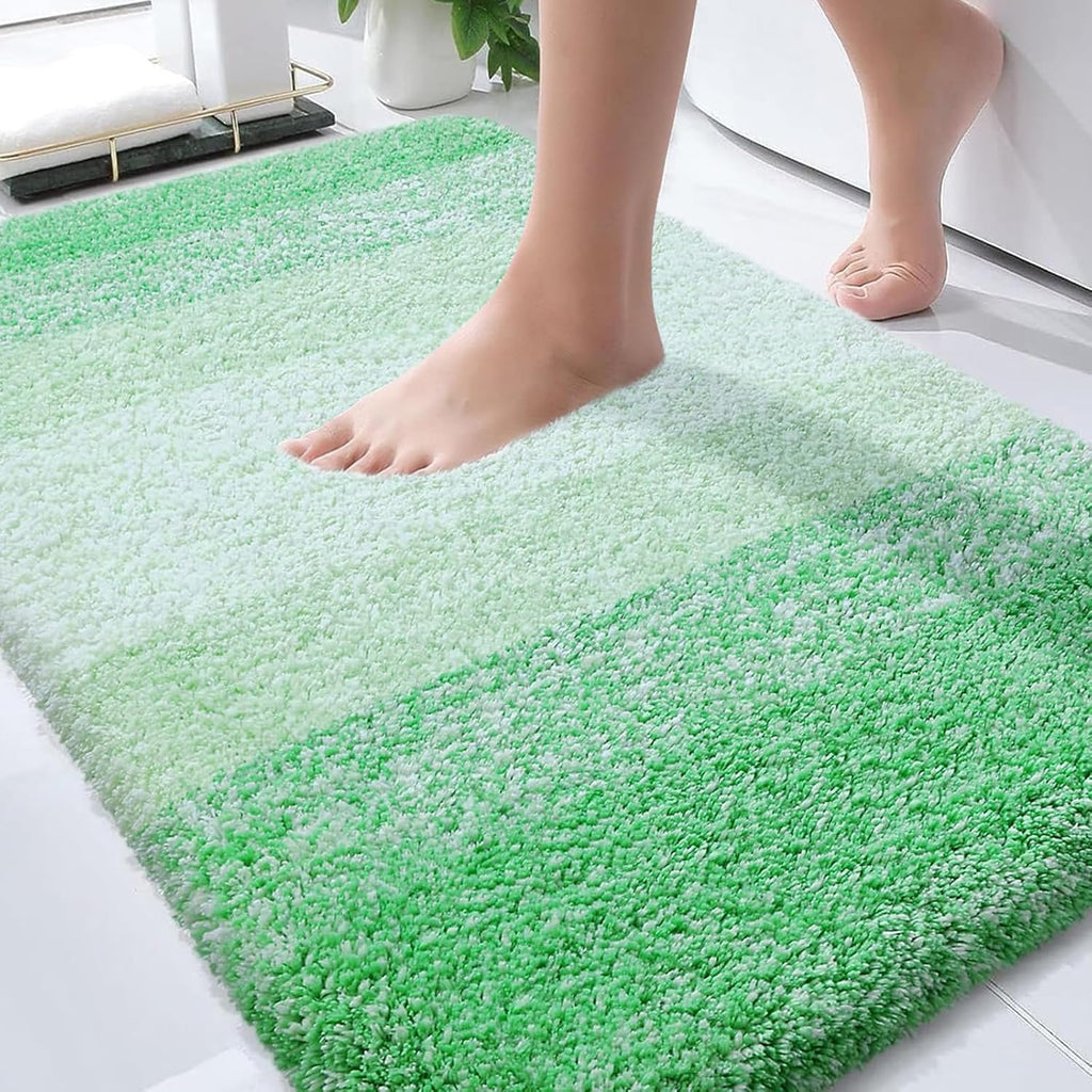 OLANLY Bathroom Rugs - Extra Soft Microfiber Mat, Quick Dry & Machine Washable | 36x24 Inches, Green