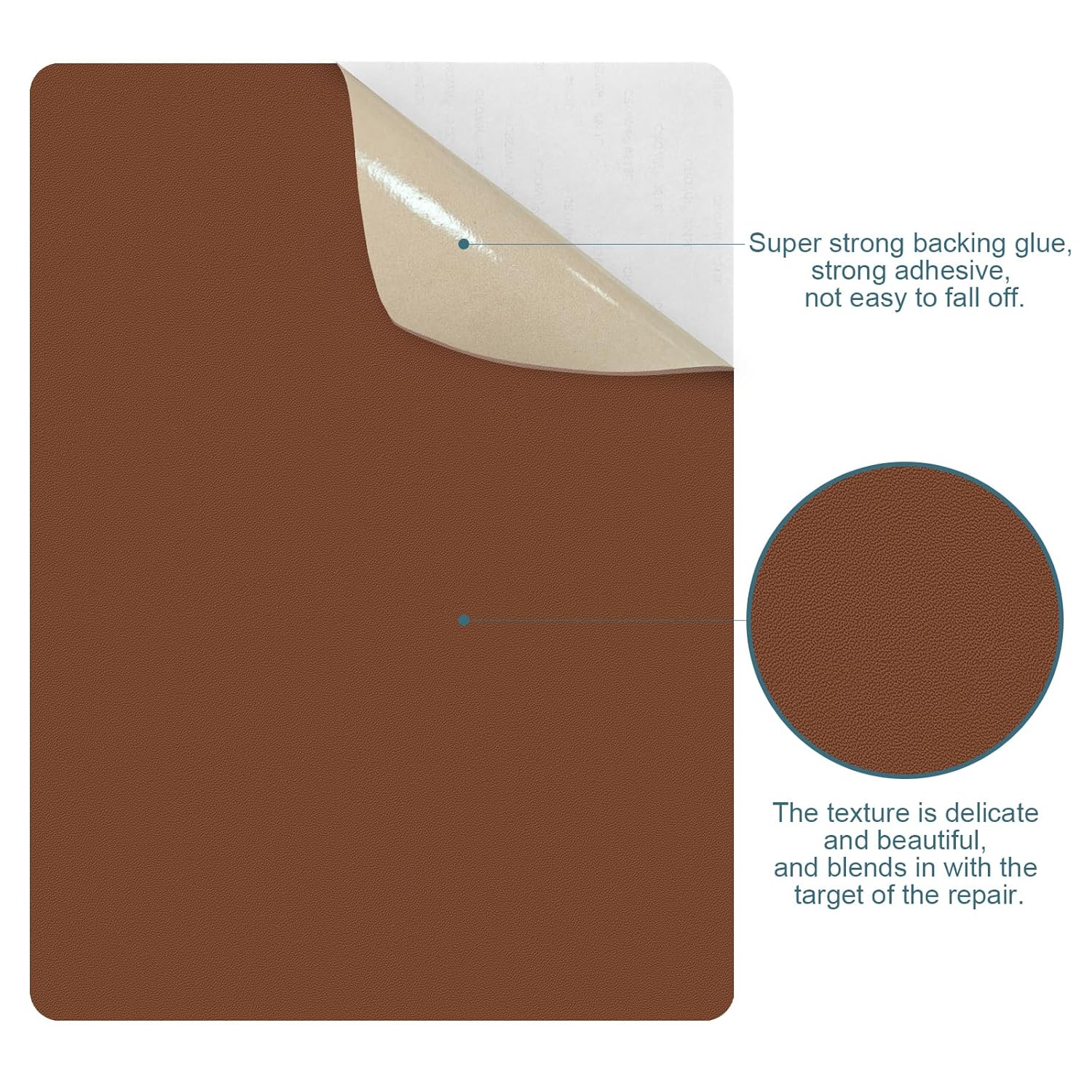 WILDREEDS Leather Repair Patches - 2 Pcs Self-Adhesive 8x11 Inch for Sofas, Furniture & Car Seats (Brown)