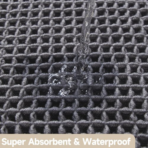 TYUU Waffle Bath Mat, Boho Bathroom Rugs Non Slip Washable Super Absorbent Quick Dry Bath Mat Farmhouse Bathroom Decor, 30"x20" Grey
