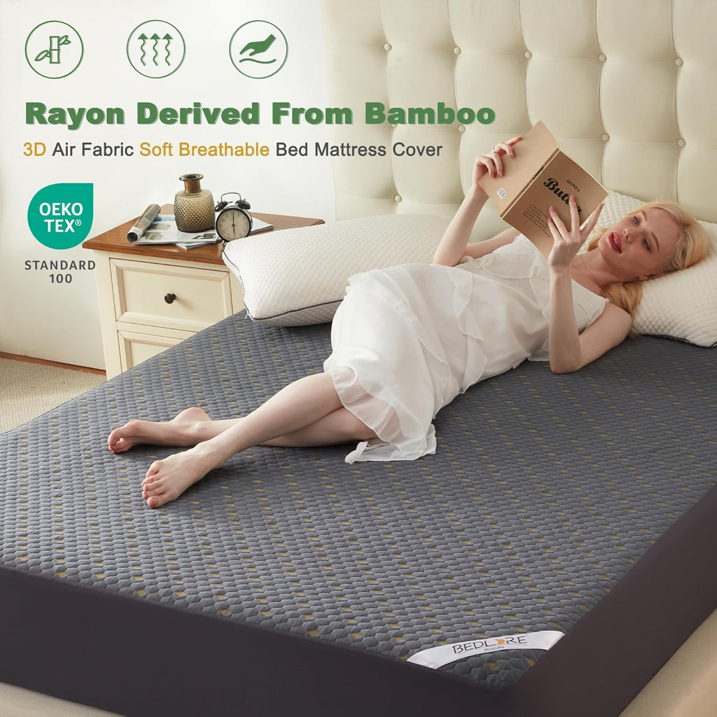 Skiennix Waterproof Mattress Protector - Soft Breathable Twin Size Fitted Pad | 6"-15" Deep Pocket, Noiseless