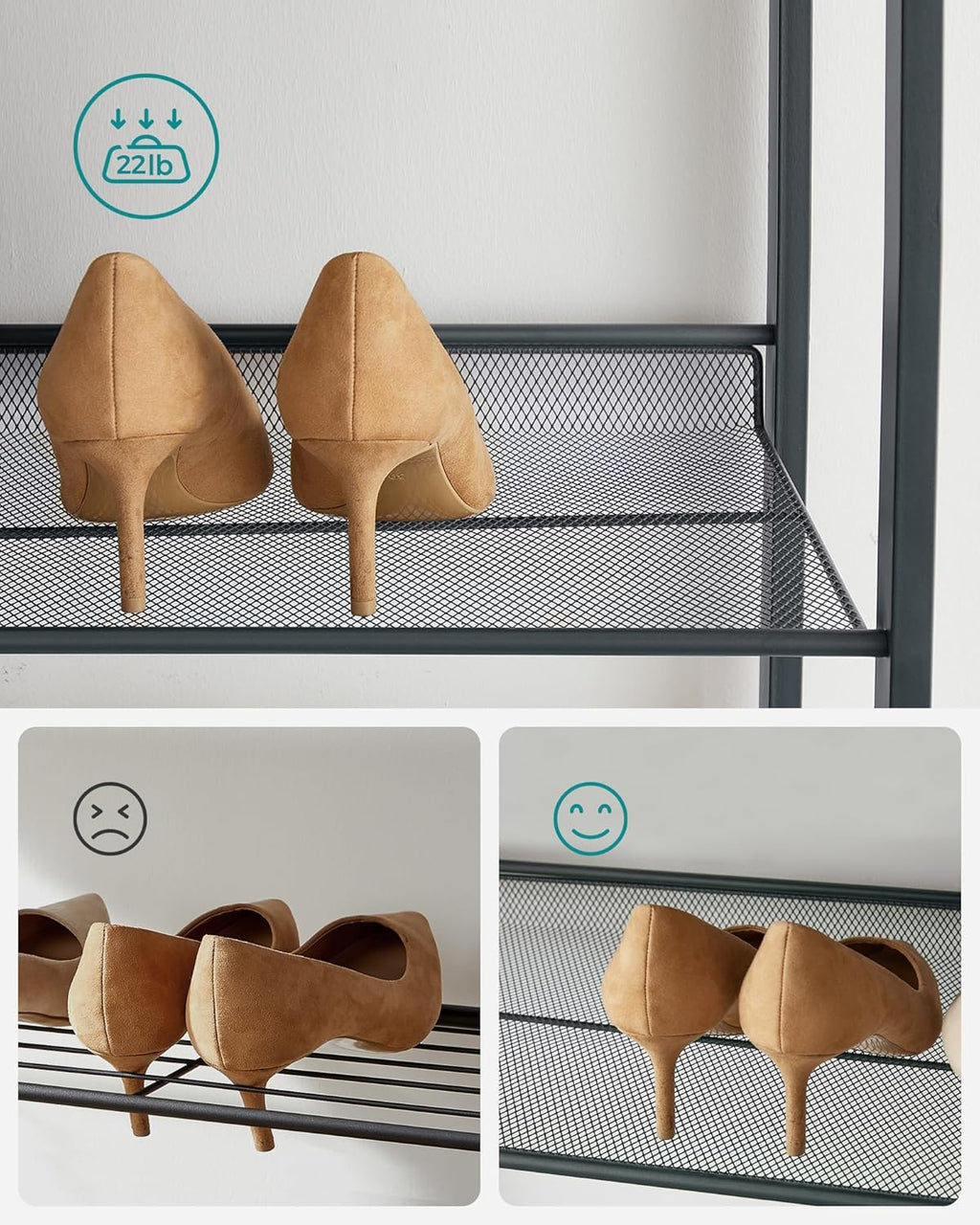 SONGMICS 12-Tier Shoe Rack - Stackable Metal Organizer for Garage | Holds 48-60 Pairs, Bronze Finish