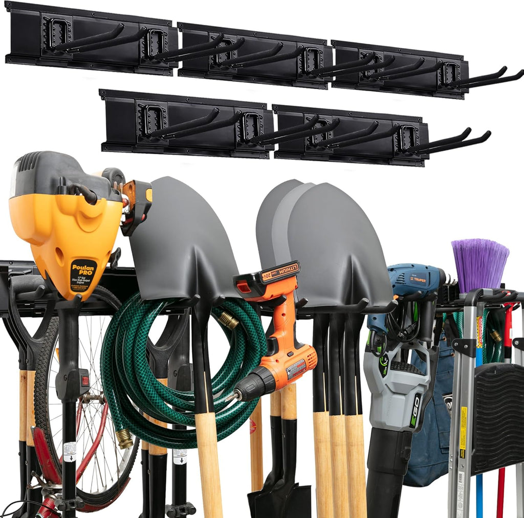TIDYME Garage Tool Organizer - Sturdy Wall Mount Rack with Adjustable Hooks | 80 Inches, 500lbs Capacity