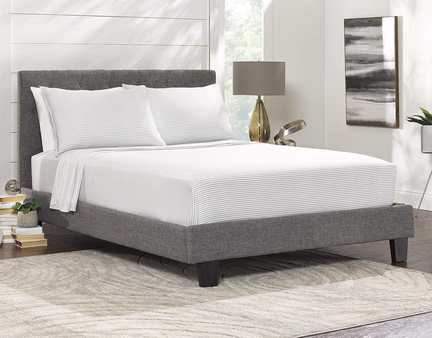 Pure Bamboo California King Sheets - 100% Organic Viscose Bed Sheet Set, Soft & Cooling, Striped Design