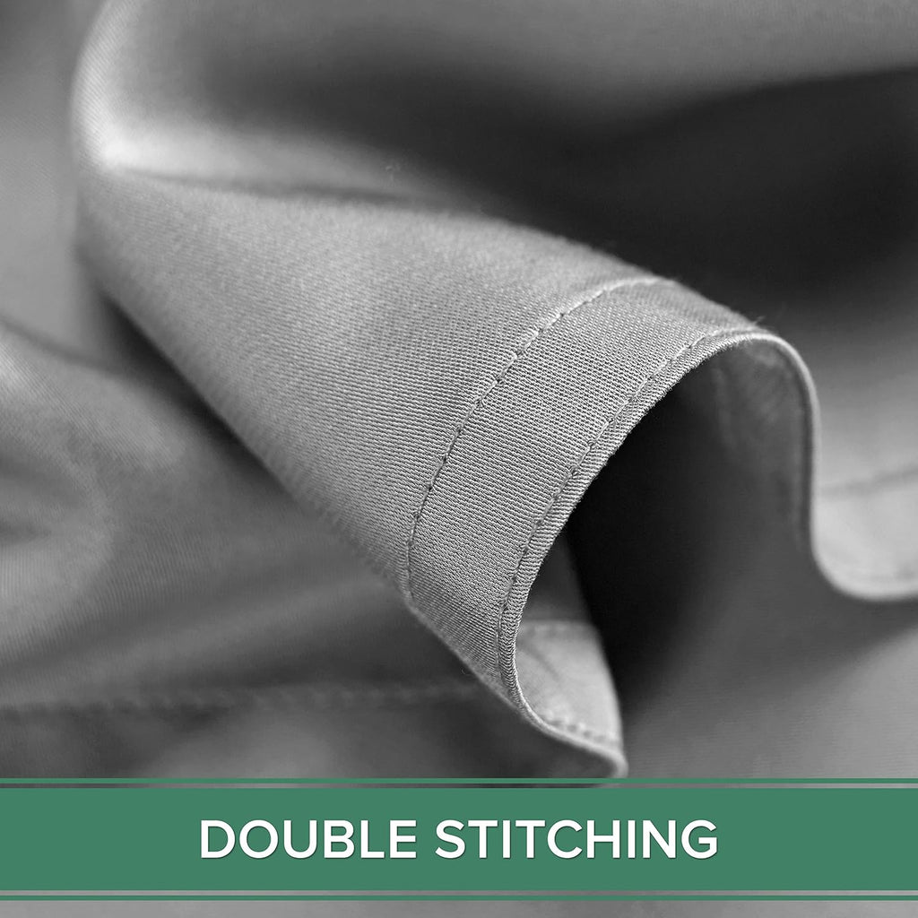 Pure Bamboo Twin Sheet Set - 100% Organic Viscose, Luxuriously Soft & Cooling | Stone Grey, Double Stitching