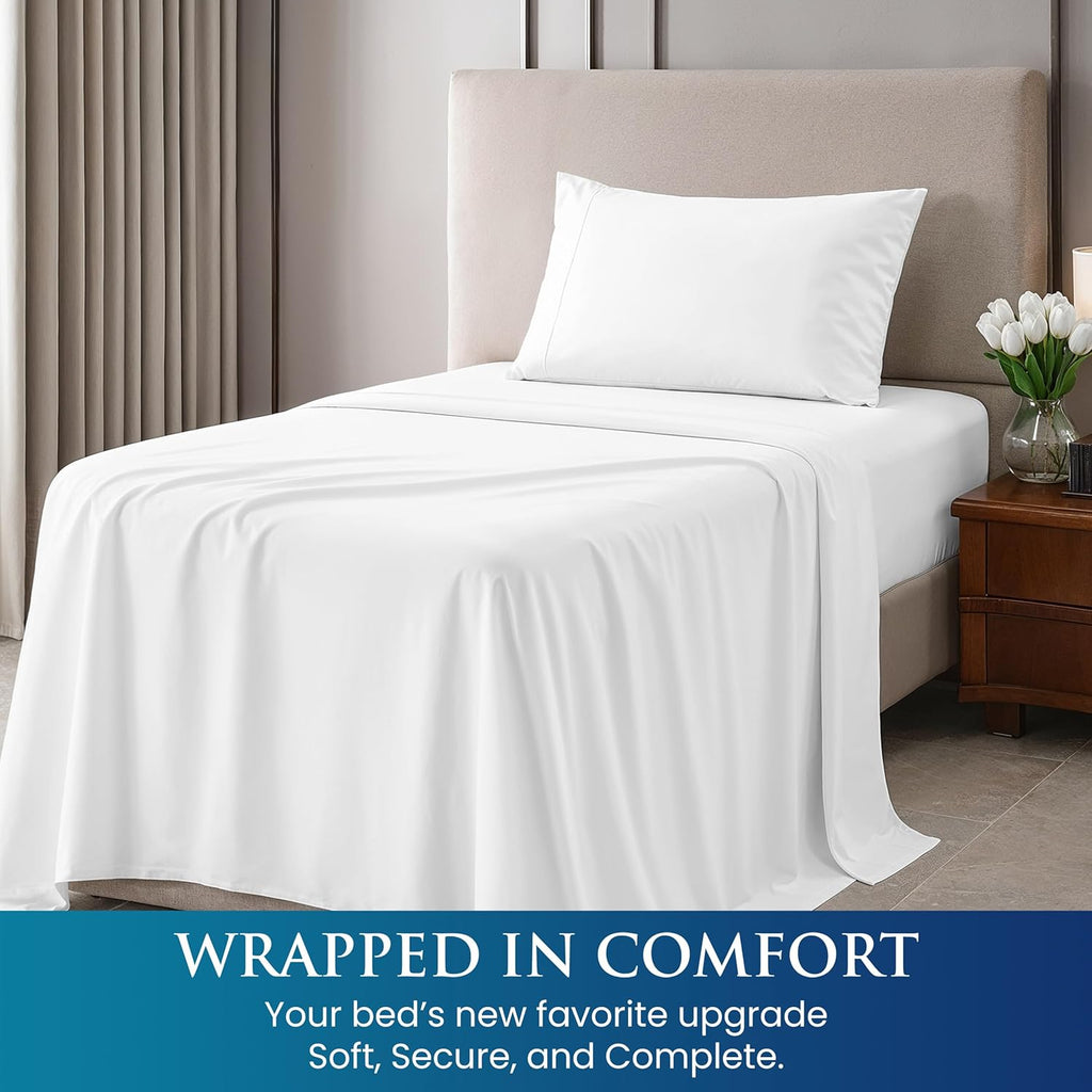 Utopia Bedding Twin Sheets Set - Soft Brushed Microfiber - Deep Pocket Bed Sheets in White