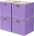 Foldable Storage Cube Bins by [Brand Name] - 13x15x13 Fabric Organizer Baskets | 4 Pack in Purple for Home & Office