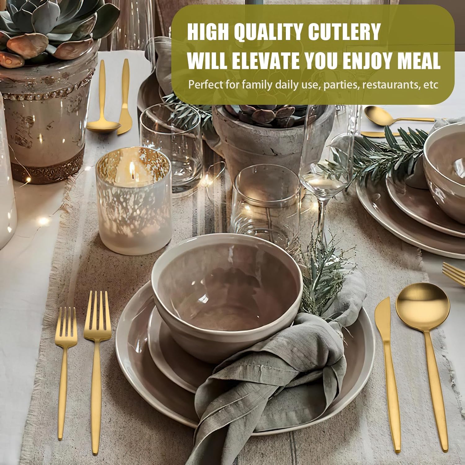 Terlulu Stainless Steel Flatware Set - 20 Piece Gold & Silver Cutlery Set for 4 | Elegant Utensils for Home & Weddings