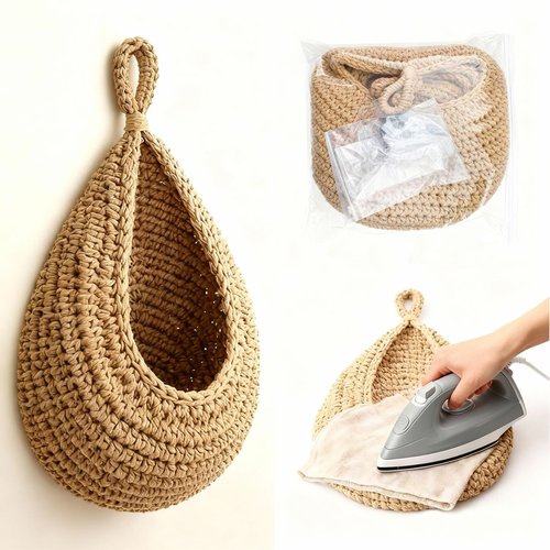 Big Wall Hanging Mounted Fruit and Vegetable Baskets (16in×13in) for Kitchen,3 Pack Boho Storage Baskets with Handwoven Large Strong Hooks for Organizing Potato Onion etc. Plants Decor Organizer.