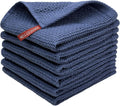 Skiennix 100% Cotton Waffle Weave Kitchen Towels - Ultra Soft & Absorbent Dish Cloths | 6 Pack, Dark Blue, 12x12 Inches
