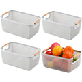 Ziliny 4 Pcs Plastic Mesh Baskets with Handles - Mesh Storage Hanging Organizer Bin Container Baskets for Home Organizing Pantry Closet Cabinet Kitchen Fridge Fruit Snacks Gifts, Grey(Large)