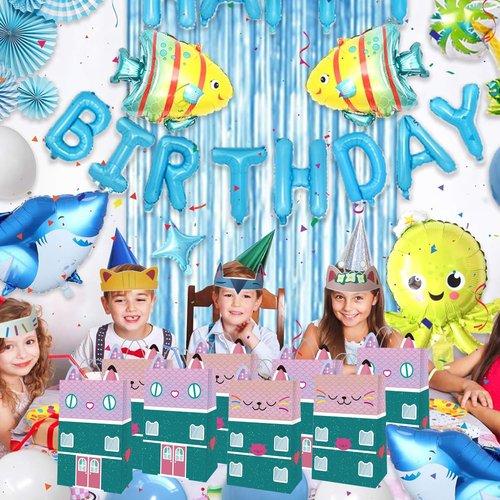 Cat Dollhouse Birthday Party Favors- 18 Favors Bags and 18 Paper Crowns Headbands Party Favors