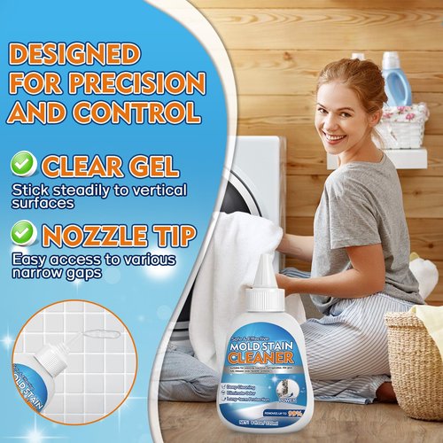 Vigorder Mold Stain Cleaner Gel, 8 FL oz Heavy-Duty Household Cleaner for Washing Machine Gasket, Shower Caulk, Bathroom Grout & Front Loader Seal