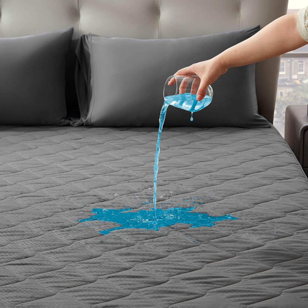 Sleep Zone Waterproof Mattress Protector Pad - Breathable Twin Size Topper with Deep Pockets | Hotel Quality, Machine Washable, Grey